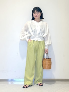 「ラタンバッグ」｜めいさん（レディース・159cm）の春コーディネート