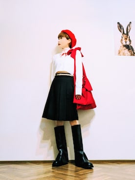 「アイテム（ハンチング/ベレー帽）」を使った、あいさん（レディース・153cm）の秋コーディネート