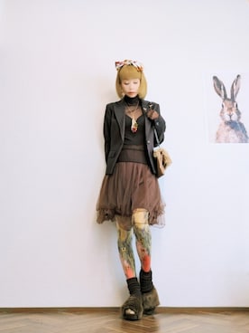 「アイテム（ストール/ショール）」を使った、あいさん（レディース・153cm）の秋コーディネート