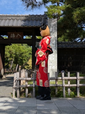 「アイテム（着物）」を使った、あいさん（レディース・153cm）の秋コーディネート