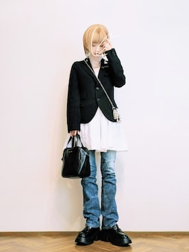 「アイテム（ポーチ）」を使った、あいさん（レディース・153cm）の春コーディネート