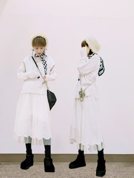 「アイテム（ピアス（両耳用））」を使った、あいさん（レディース・153cm）の冬コーディネート