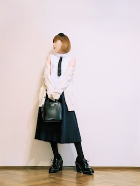 「アイテム（ブーティ）」を使った、あいさん（レディース・153cm）の秋コーディネート