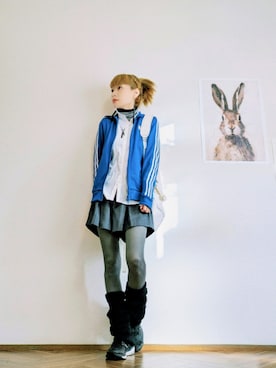 「アイテム（レッグウォーマー）」を使った、あいさん（レディース・153cm）の秋コーディネート