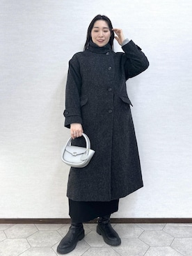 「アイテム（チェスターコート）」を使った、RYO.さん（レディース・165cm）の冬コーディネート
