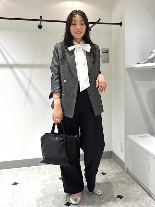 ROPE 黒ジャケット Mサイズ トリアセダブルクロスVネックジャケット/イージーケア（ノーカラー