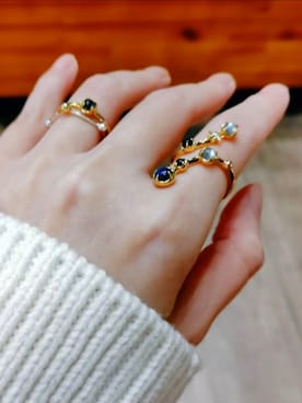 「アイテム（リング、ブルー系）」を使った、niさん（レディース・160cm）の秋コーディネート