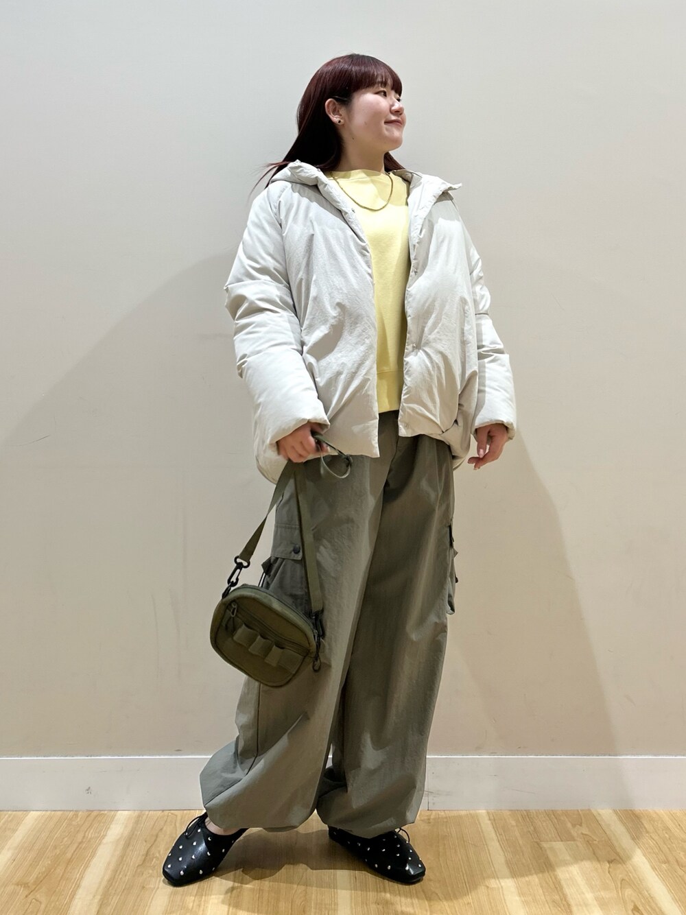 GREENDOWNコクーンフードジャケットを使った人気ファッション GREENDOWNコクーンフードジャケットを使った人気ファッション