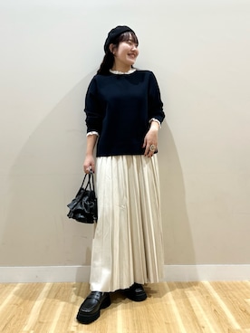 「アイテム（ハンチング/ベレー帽）」を使った、みよしさん（レディース・159cm）の秋コーディネート