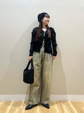 「アイテム（ニットキャップ/ビーニー）」を使った、みよしさん（レディース・159cm）の秋コーディネート