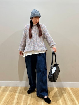 「ITEMS URBANRESEARCH（アイテムズ アーバンリサーチ）のアイテム（帽子）」を使った、みよしさん（レディース・159cm）の冬コーディネート