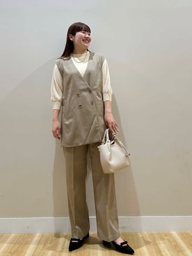 「アイテム（パンツドレス）」を使った、みよしさん（レディース・159cm）の秋コーディネート
