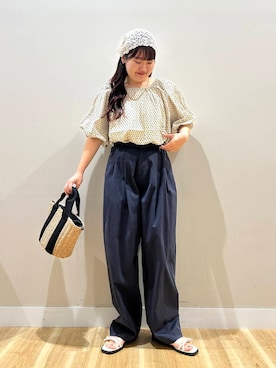 「アイテム（財布/小物、ホワイト系）」を使った、みよしさん（レディース・159cm）の夏コーディネート