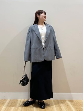 「SENSE OF PLACE by URBAN RESEARCH（センスオブプレイスバイアーバンリサーチ）のパッチワークVネックカーディガン（カーディガン/ボレロ）」を使った、みよしさん（レディース・159cm）の秋コーディネート