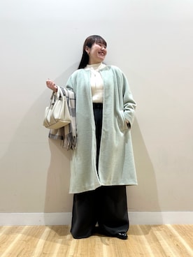 「アイテム（テーラードジャケット、グリーン系）」を使った、みよしさん（レディース・159cm）の秋コーディネート