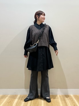 「アイテム（チュニック）」を使った、みよしさん（レディース・159cm）の秋コーディネート
