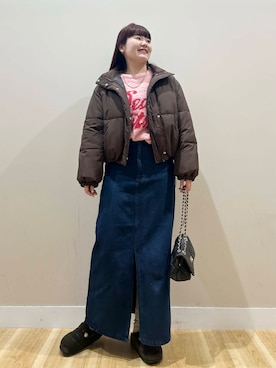 「アイテム（その他アウター、ブラウン系）」を使った、みよしさん（レディース・159cm）の秋コーディネート