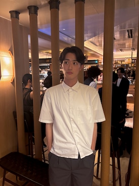 「soerte（ソエルテ）のWide straight slacks/ワイドストレートスラックスパンツ（スラックス）」を使った、ku03133さん（メンズ・186cm）の夏コーディネート