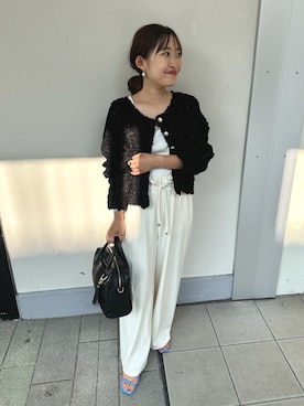 「アイテム（ノーカラージャケット）」を使った、おみつさん（レディース・147cm）の夏コーディネート