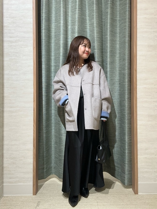 リバーシブルコクーンジャケット（ノーカラージャケット）｜Jena