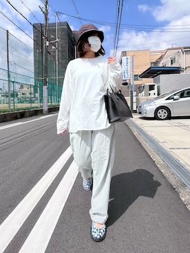 「and wander（アンドワンダー）のアイテム（帽子）」を使った、はすさん（レディース・153cm）の春コーディネート