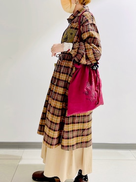 「oversize」｜「アイテム（ワンピース/ドレス）」を使った、peiさんさん（レディース・164cm）の冬コーディネート