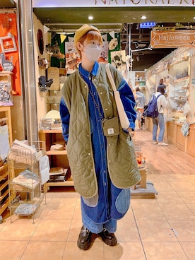 「chambre de charme（シャンブルドゥシャーム）のアイテム（シャツワンピース）」を使った、peiさんさん（レディース・164cm）の秋コーディネート