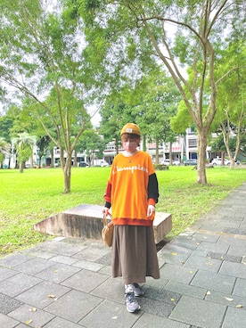 「oversize」｜「アイテム（スウェット）」を使った、peiさんさん（レディース・164cm）の秋コーディネート