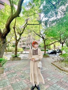 「oversize」｜「アイテム（ワンピース/ドレス）」を使った、peiさんさん（レディース・164cm）の冬コーディネート