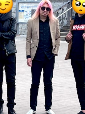 「アイテム（スリッポン、シルバー系）」を使った、hzgさん（メンズ・173cm）の冬コーディネート