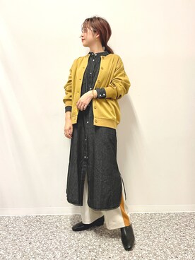 「デニムシャツ」｜「アイテム（シャツワンピース）」を使った、CHISAさん（レディース・158cm）の秋コーディネート
