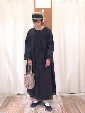 「カンカン帽」｜「アイテム（ジャンパースカート）」を使った、syk1302さん（レディース・160cm）の春コーディネート