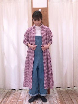 「シャツワンピ」｜「アイテム（オールインワン・サロペット）」を使った、syk1302さん（レディース・160cm）の冬コーディネート