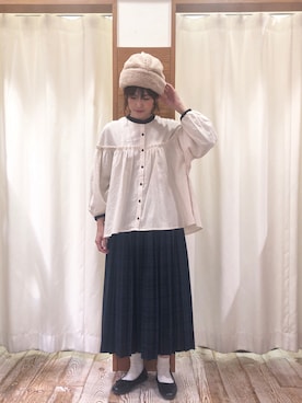 「チェック柄に恋してる」｜「アイテム（バレエシューズ）」を使った、syk1302さん（レディース・160cm）の冬コーディネート