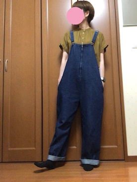 「rps（アールピーエス）のアイテム（オールインワン・サロペット）」を使った、すずめさん（レディース・160cm）の夏コーディネート