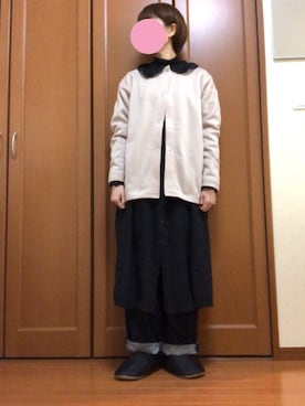 「ノーカラー」｜「アイテム（シャツワンピース）」を使った、すずめさん（レディース・160cm）の冬コーディネート