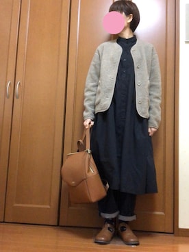 「お仕事コーデ」｜「アイテム（シャツワンピース）」を使った、すずめさん（レディース・160cm）の秋コーディネート