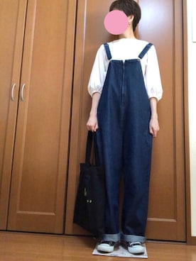 「rps（アールピーエス）のアイテム（オールインワン・サロペット）」を使った、すずめさん（レディース・160cm）の秋コーディネート