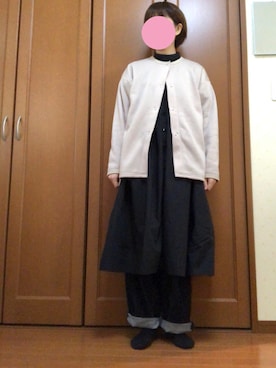 「Samansa Mos2 blue」｜「アイテム（シャツワンピース）」を使った、すずめさん（レディース・160cm）の春コーディネート