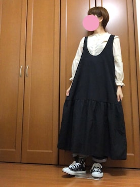 「コンバース ハイカット」｜「アイテム（ワンピース/ドレス）」を使った、すずめさん（レディース・160cm）の夏コーディネート