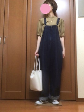 「rps（アールピーエス）のアイテム（オールインワン・サロペット）」を使った、すずめさん（レディース・160cm）の夏コーディネート