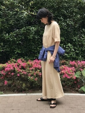 「FRUIT OF THE LOOM（フルーツオブザルーム）のアイテム（ワンピース/ドレス）」を使った、MIYAさん（レディース・162cm）の夏コーディネート