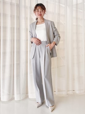 「ワイドパンツ 」｜「アイテム（スラックス）」を使った、くるさん（レディース・163cm）の春コーディネート