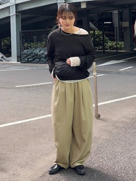 「LOWRYS FARM（ローリーズファーム）のステンレスフープチョーカー 127295（チョーカー、シルバー系）」を使った、kuboさん（レディース・161cm）の春コーディネート
