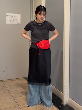 「LOWRYS FARM（ローリーズファーム）のステンレスフープチョーカー 127295（チョーカー、シルバー系）」を使った、kuboさん（レディース・161cm）の春コーディネート
