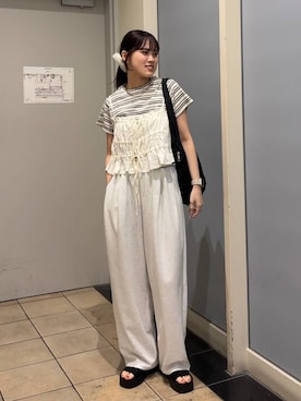 「アイテム（ヘアアクセサリー）」を使った、kuboさん（レディース・161cm・20代）の夏コーディネート