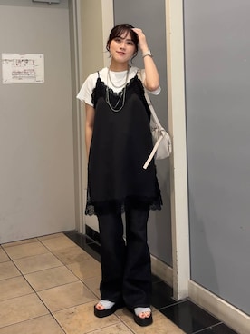 「LOWRYS FARM（ローリーズファーム）のフライスチビＴシャツＳＳ 111954（Tシャツ/カットソー）」を使った、kuboさん（レディース・161cm・20代）の夏コーディネート
