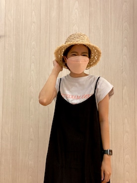 「DRESKIP（ドレスキップ）のアイテム（ハット）」を使った、chinepiさん（レディース・155cm）の秋コーディネート