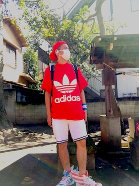「adidas Originals by JEREMY SCOTT（アディダスオリジナルスバイジェレミースコット）のアイテム」を使った、（旧カフェ俺）アディ男♂再登録さん（メンズ・171cm）の夏コーディネート