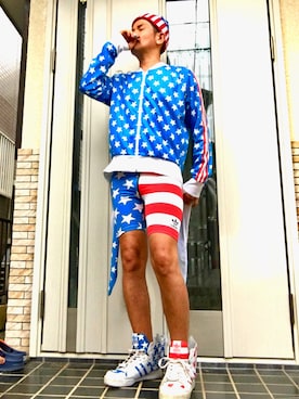 「adidas Originals by JEREMY SCOTT（アディダスオリジナルスバイジェレミースコット）のアイテム」を使った、（旧カフェ俺）アディ男♂再登録さん（メンズ・171cm）の夏コーディネート